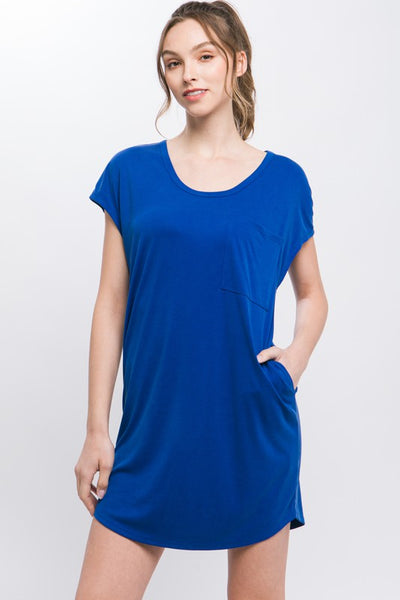 ROYAL BLUE TUIC DRESS WITH POCKETS