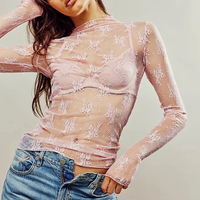 FREE P DUPE BLUSH LAYERING LACE TOP