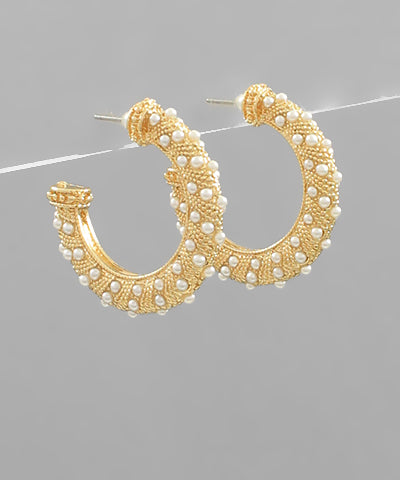 PEARL DOTTED GOLD HOOP