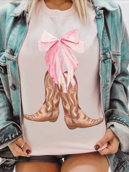 PINK BOW COWBOY GRAPHIC TEE