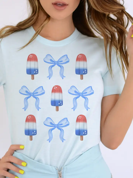 USA 4TH OF JULY POPSICLES AND BOWS GRAPHIC TEE