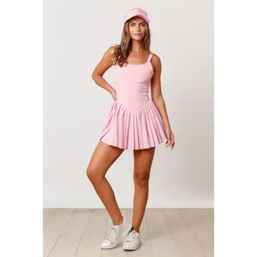 PINK SPORTY PLEATED ROMPER