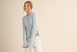 RUFFLE HEM RIBBED KNIT SWEATER CARDIGANS