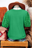 GREEN PEARL SLEEVE TOP