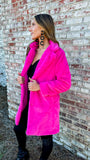 MOB WIFE HOT PINK FAUX FUR FUZZY COAT