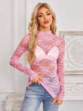 Pink Lace Long Sleeve Top