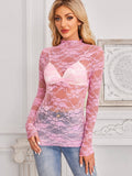 Pink Lace Long Sleeve Top