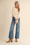 RUFFLE HEM RIBBED KNIT SWEATER CARDIGANS