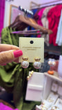 DOME STONE PEARL STUD EARRINGS