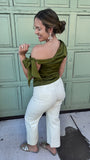 TIED TO YOU OLIVE OFF SHOULDER TOP