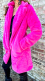 MOB WIFE HOT PINK FAUX FUR FUZZY COAT