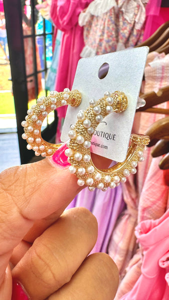 PEARL DOTTED GOLD HOOP