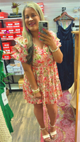 BOLD RUFFLED SLEEVES FLORAL DRESS