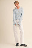 RUFFLE HEM RIBBED KNIT SWEATER CARDIGANS
