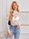 Pink Lace Long Sleeve Top
