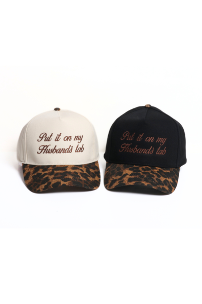 PUT IT ON MY HUSBAND'S TAB embroidery Leopard Brim Hat