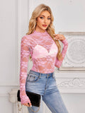 Pink Lace Long Sleeve Top