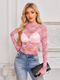 Pink Lace Long Sleeve Top