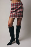 WOOLEN PLAID SLIT MINI SKIRT