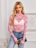Pink Lace Long Sleeve Top