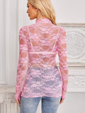 Pink Lace Long Sleeve Top
