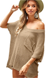 Cappuccino Short Sleeve Knit Top S-XL
