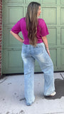 BOW EMBELLISHED STRAIGHT LEG JEANS