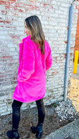 MOB WIFE HOT PINK FAUX FUR FUZZY COAT