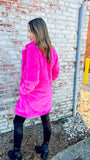 MOB WIFE HOT PINK FAUX FUR FUZZY COAT