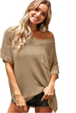 Cappuccino Short Sleeve Knit Top S-XL