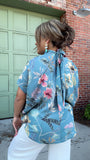 LOST IN THE GARDEN TEAL TOP