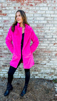 MOB WIFE HOT PINK FAUX FUR FUZZY COAT