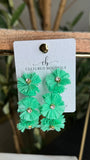 GREEN FLOWER HOOP EARRINGS