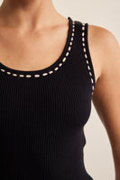 BLACK STITCHED TANK