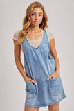 DENIM WASHED OVERALL POCKET DRESS