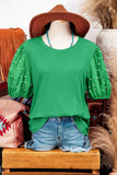 GREEN PEARL SLEEVE TOP