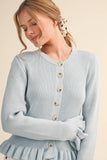 RUFFLE HEM RIBBED KNIT SWEATER CARDIGANS