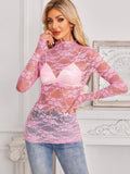 Pink Lace Long Sleeve Top