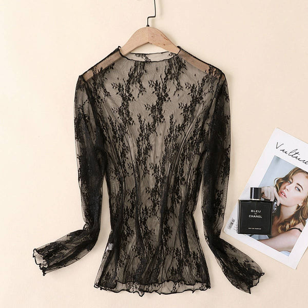 MESH LACE LONG SLEEVE TOP