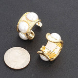 Faux Pearl Metal Mini Hoop Earring