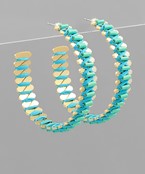 TURQUOISE GOLG HOOP EARRINGS