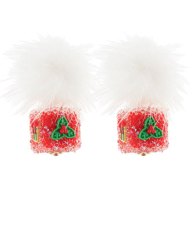 JELLY CUBE POMPOM EARRINGS