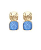 GOLD STUD SQUARE STONE EARRINGS