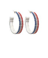 USA FLAG CRYSTAL OPEN HOOPS