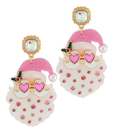 CHRISTMAS PINK SANTA EARRINGS