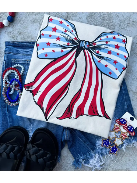 RED WHITE AND BLUE BOW