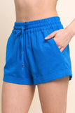 BLUE LINEN SHORTS