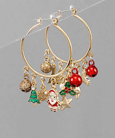 CHRISTMAS CHARM SANTA EARRINGS