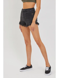 BLACK HIGH RISE FRAY SHORTS