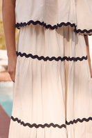 BLACK TAPE TIERED CREAM MAXI SKIRT